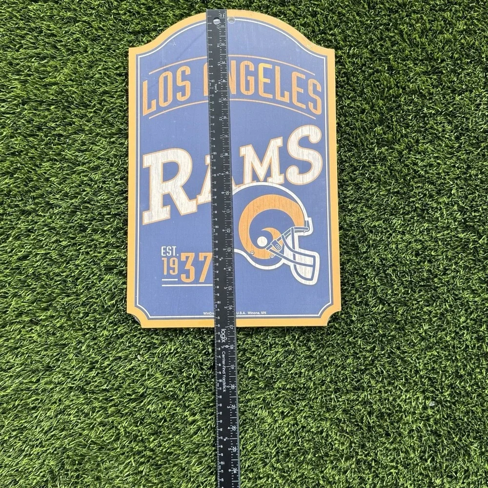New WinCraft NFL Los Angeles Rams‎ Wooden Sign Blue Football Cave Design Decor